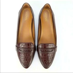 Vionic Wine Slip-On Leather Loafers - Savannah